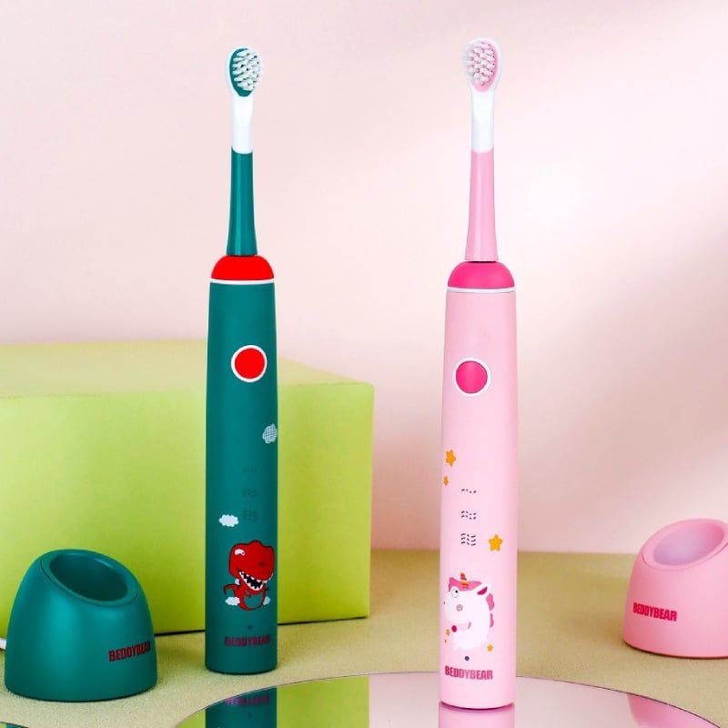 BỘ BÀN CHẢI ĐIỆN BEDDY BEAR KÈM 2 ĐẦU THAY THẾ HÌNH PEONY HỒNG