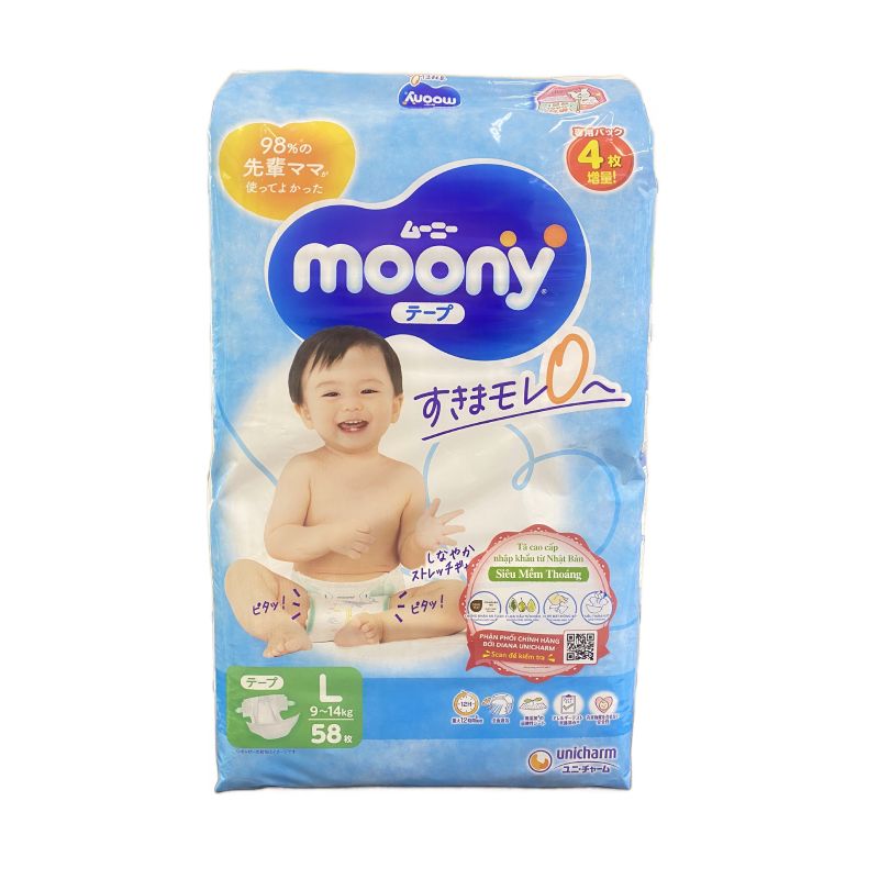 Bỉm dán Moony xanh tiêu chuẩn size L58