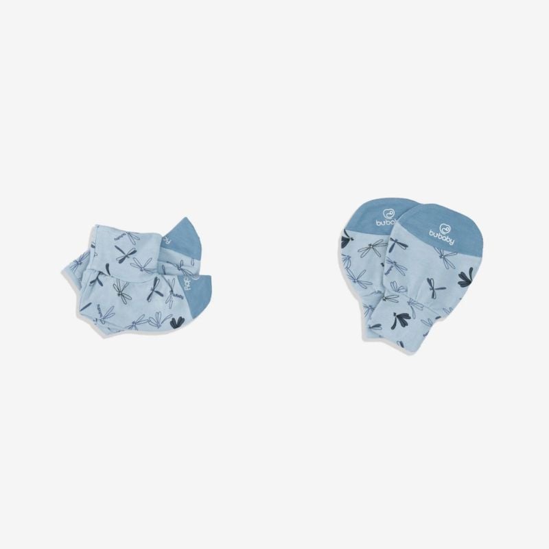 BỘ BAO CHÂN, BAO TAY BU BABY DONA BLUE IN CHUỒN CHUỒN