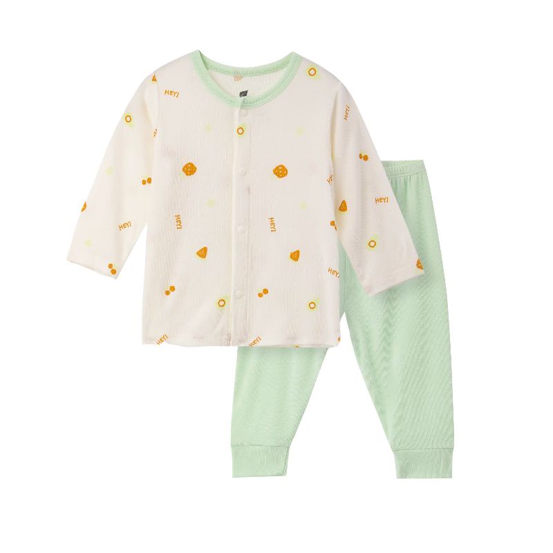Bộ cài giữa Lullaby dài tay NH348N Trắng in Xanh mint