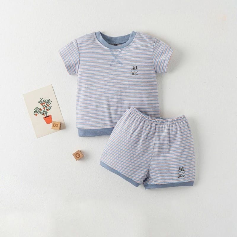 BỘ CỘC TAY BAMBOO BY LIL COTTON KẺ 2501 XANH NÂU