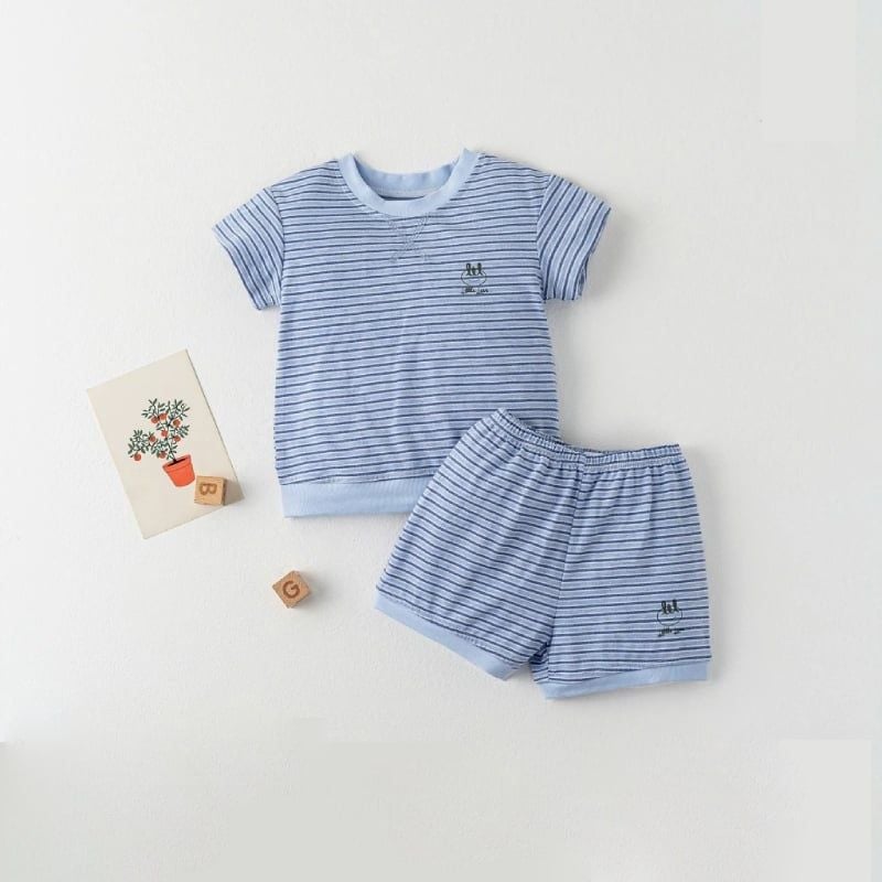 BỘ CỘC TAY BAMBOO BY LIL COTTON KẺ 2501 XANH