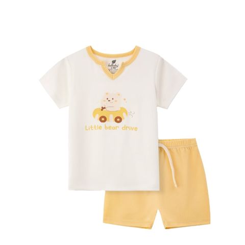 Bộ cộc tay bé trai Lullaby NH312N Trắng Vàng