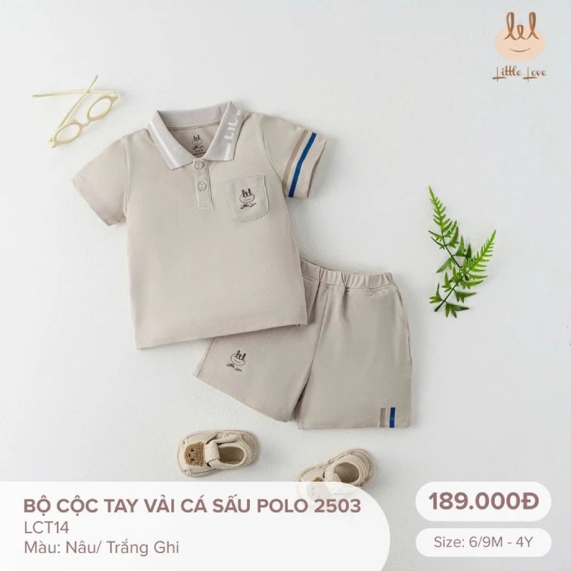 Bộ cộc tay Bamboo by LIL vải cá sấu polo 2503 nâu