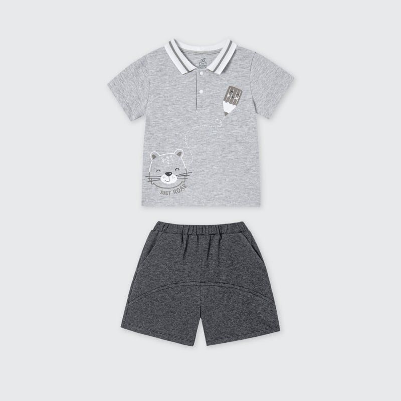 BỘ CỘC TAY POLO LA POMME HỔ CON NĂNG ĐỘNG GHI