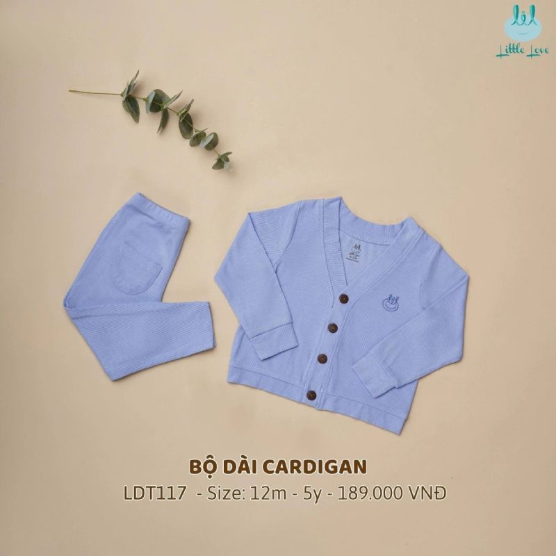 Bộ dài tay Bamboo by LIL cardigan màu xanh đậm