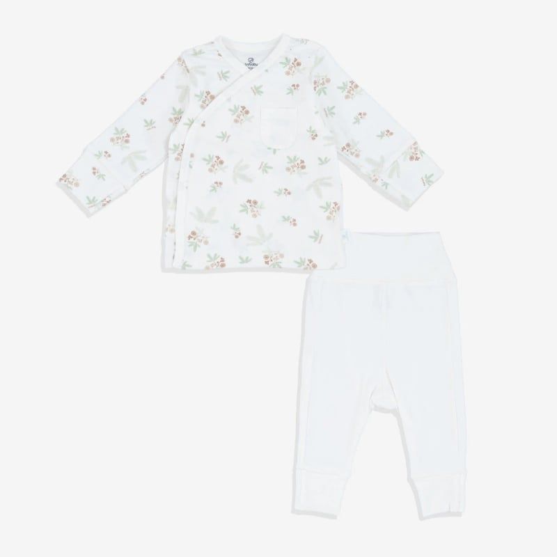 Bộ dài tay cài chéo Bu Baby Mimo Trắng in Mimosa