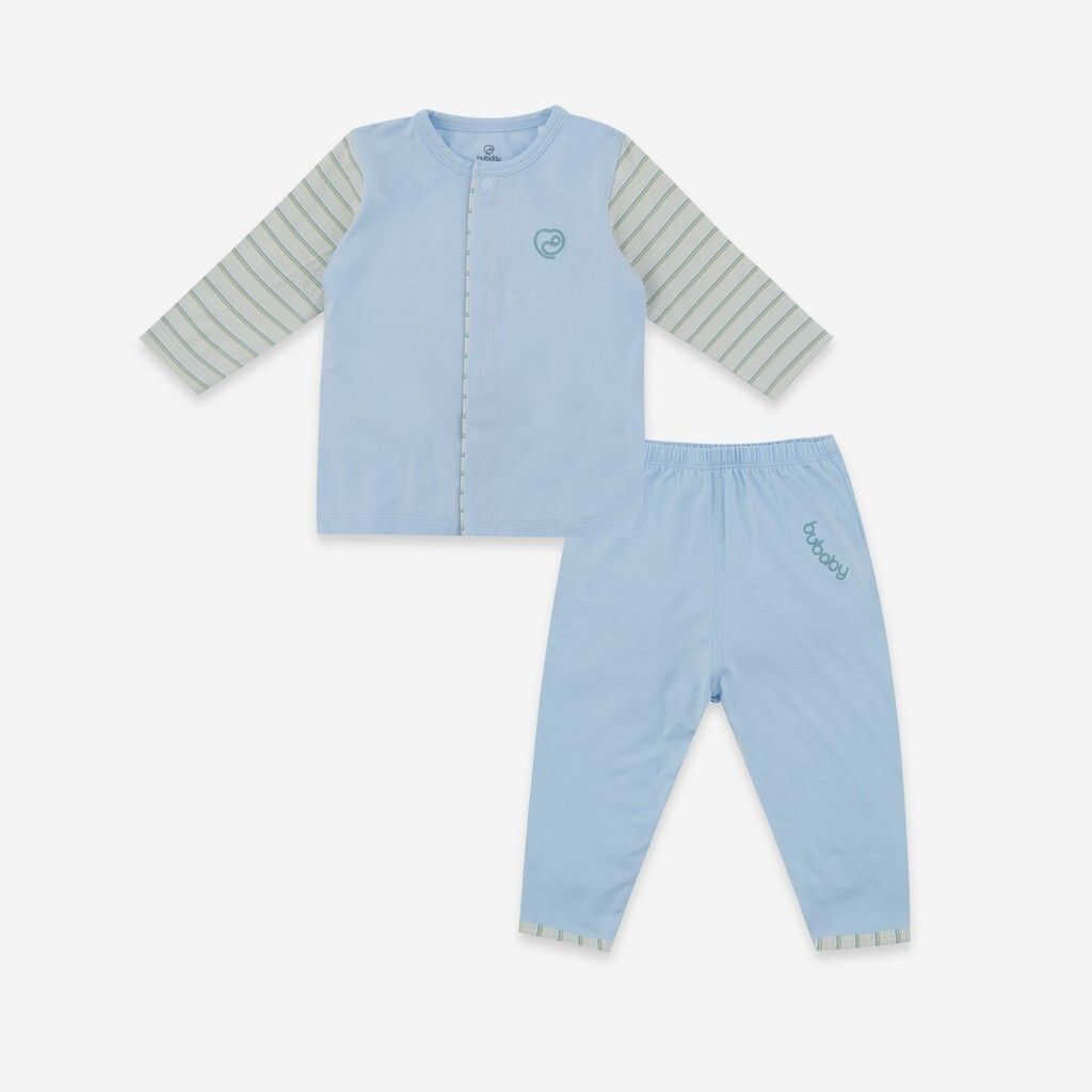 BỘ QUẦN ÁO BU BABY CÀI GIỮA DÀI TAY BAMBUS ZEBRA - BLUE