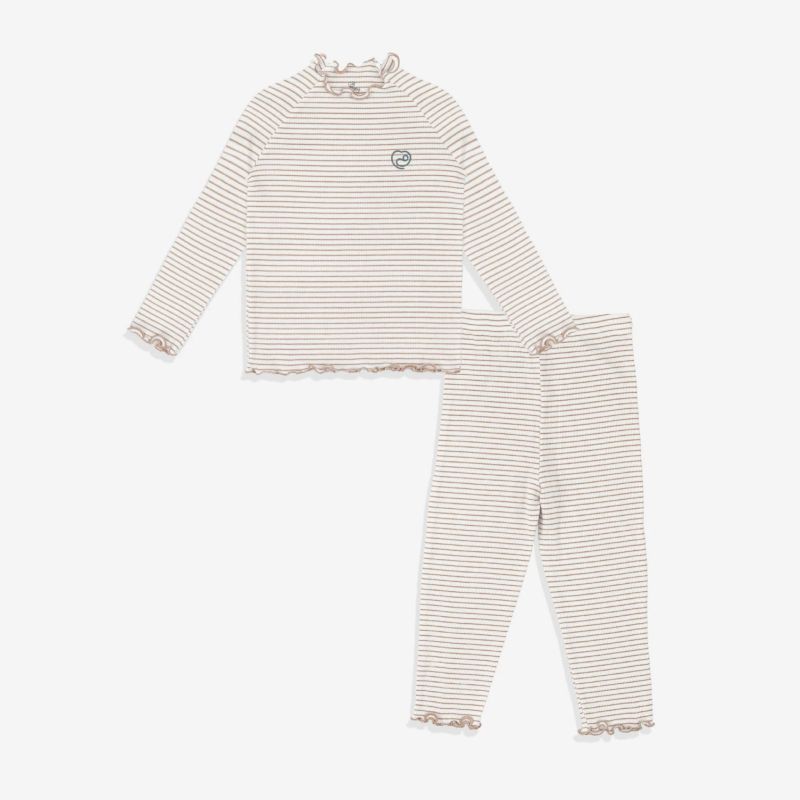 BỘ DÀI TAY CỔ TRÒN BÈO BU BABY SIRO STRIPY KẺ TRẮNG - NÂU