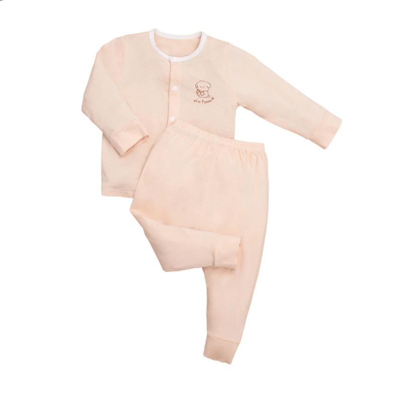 Bộ Dài Tay La Pomme Cúc Giữa Puppy màu be