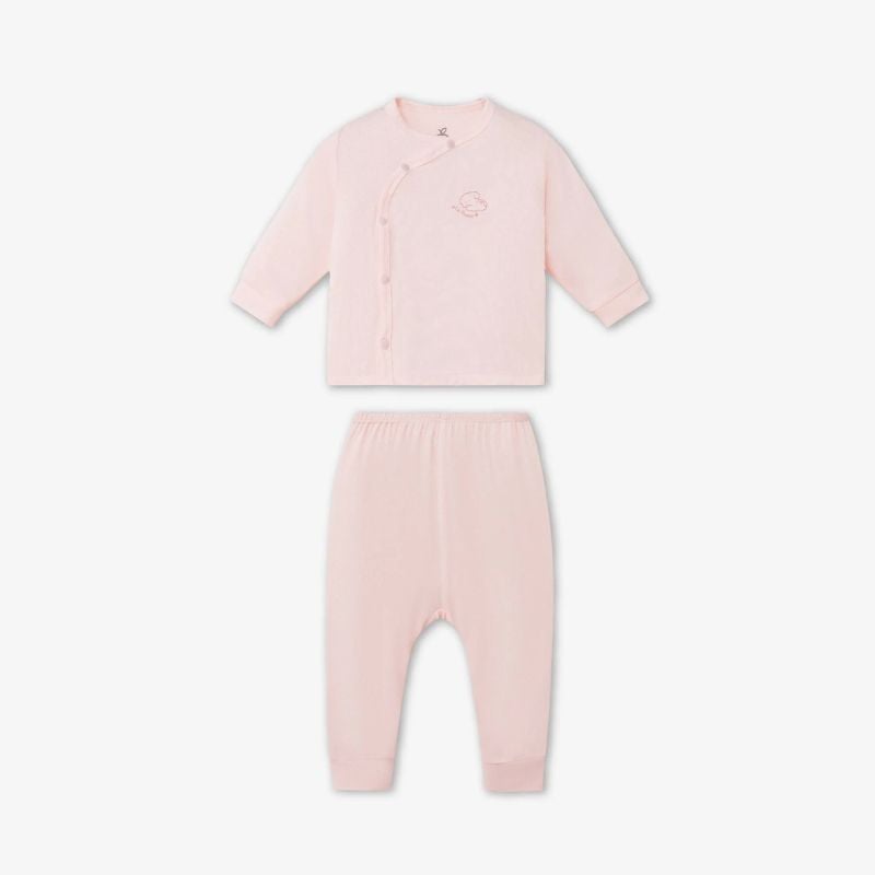 Bộ Dài Tay La Pomme Cúc lệch Dreamy Baby Hồng