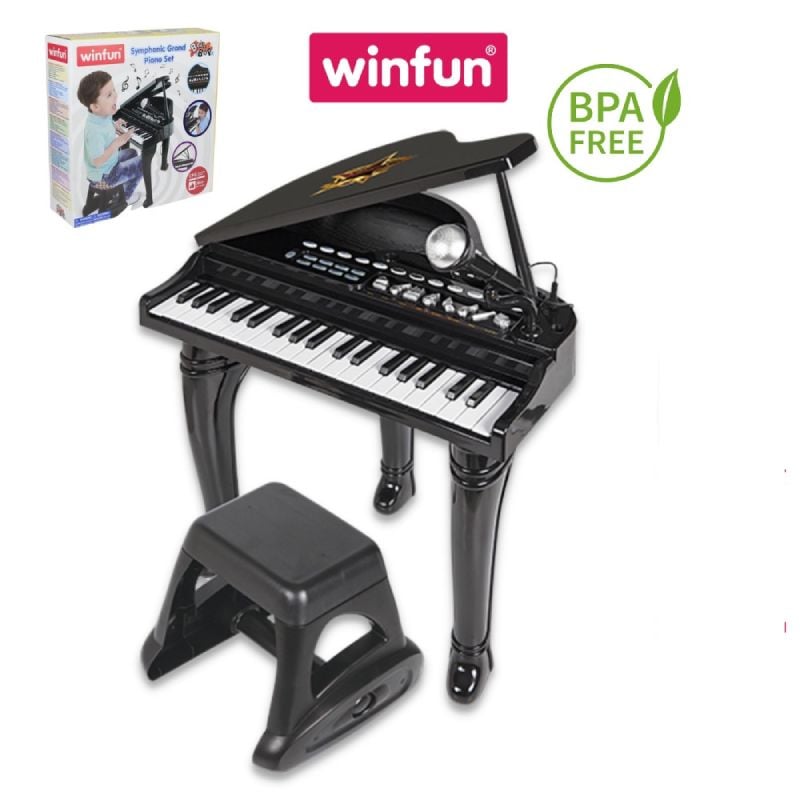 BỘ ĐỒ CHƠI ĐÀN PIANO BẰNG NHỰA CÓ MICRO 2045 ĐEN HIỆU WINFUN