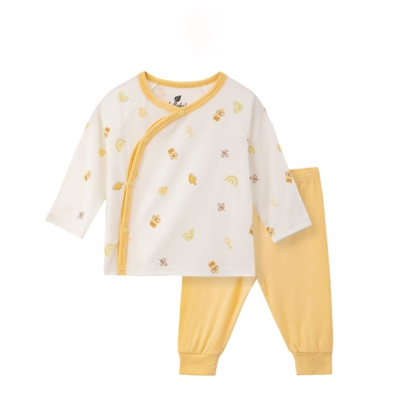 Bộ Lullaby cài lệch dài tay NH317N Trắng Vàng