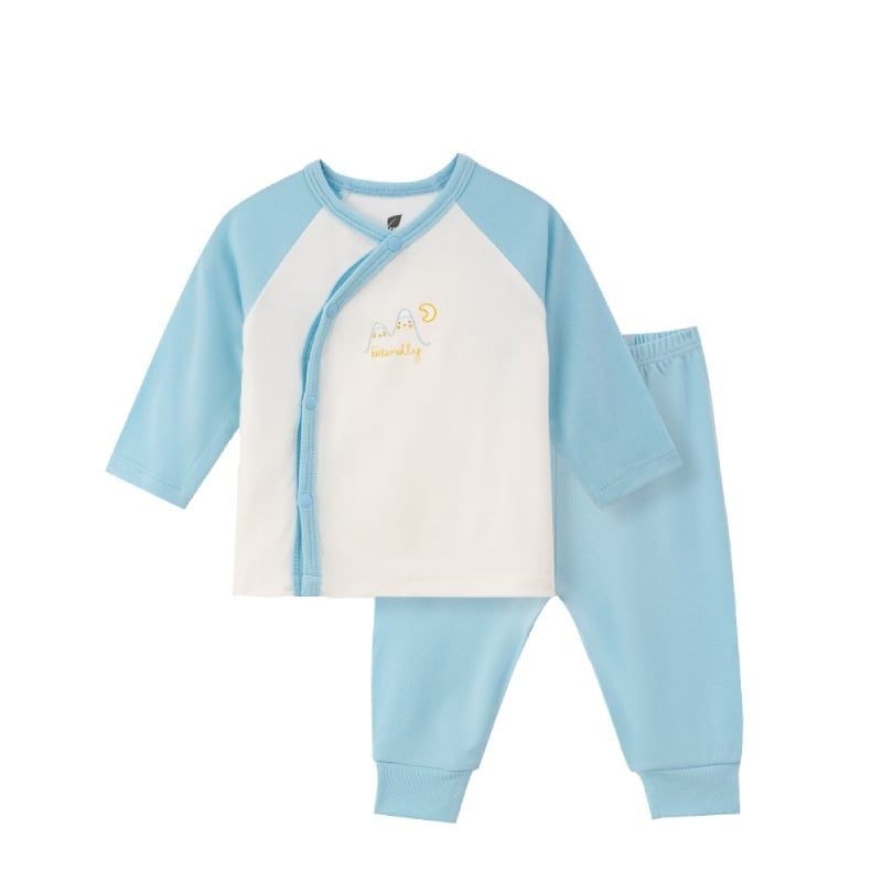 Bộ Lullaby cài lệch dài tay NH317N Trắng Xanh blue