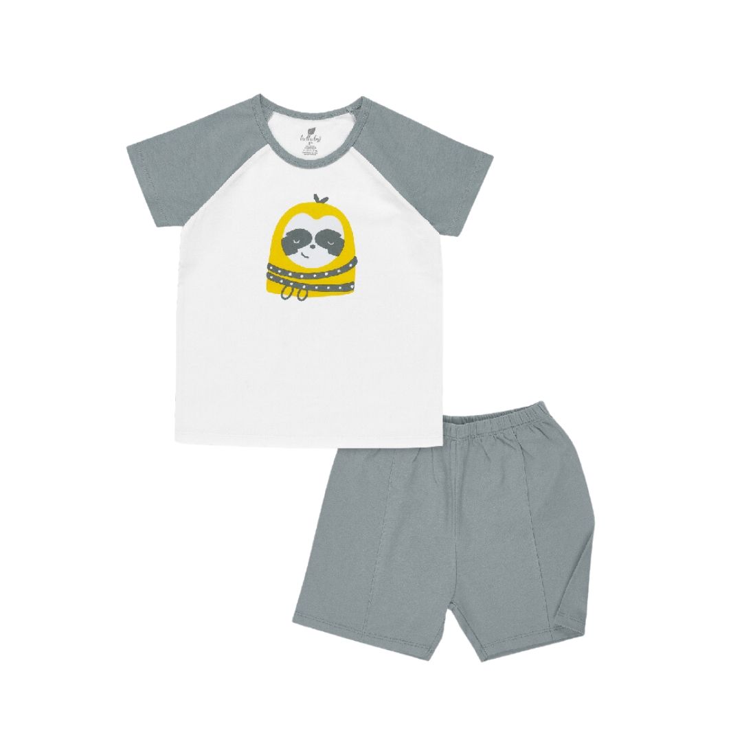 Bộ Lullaby cộc tay raglan NH135V - Trắng ghi