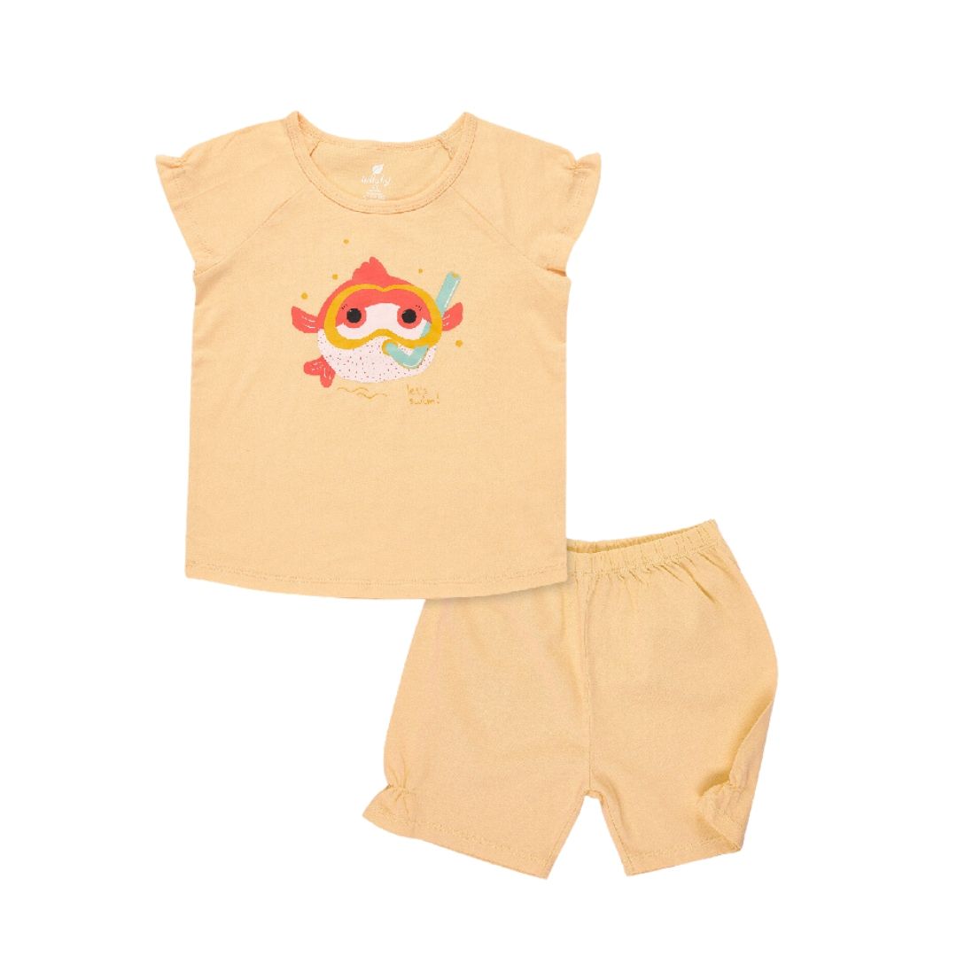 Bộ Lullaby cộc tay raglan NH136V - Vàng