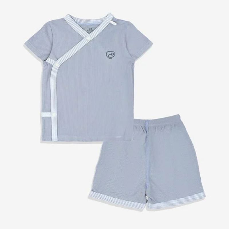 Bộ ngắn tay Bu Baby cài chéo Siro Ghi xám
