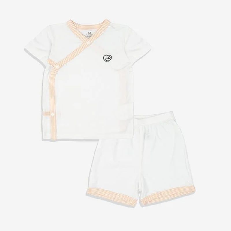 Bộ ngắn tay Bu Baby cài chéo Siro Trắng