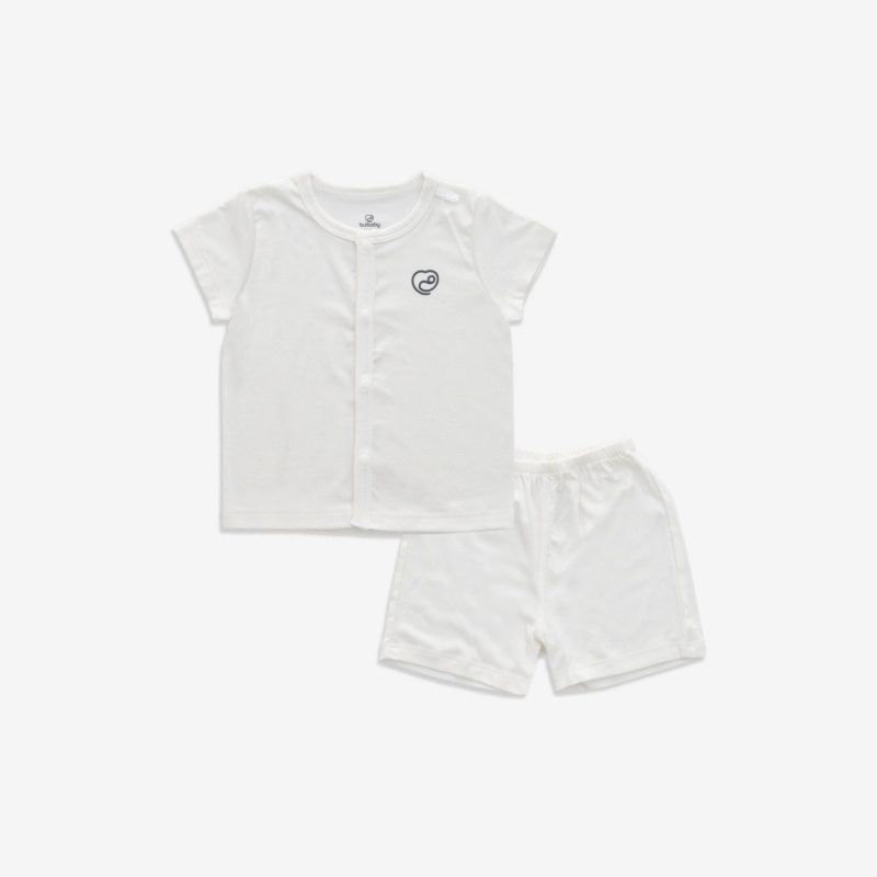 BỘ NGẮN TAY CÀI GIỮA BU BABY TRẮNG