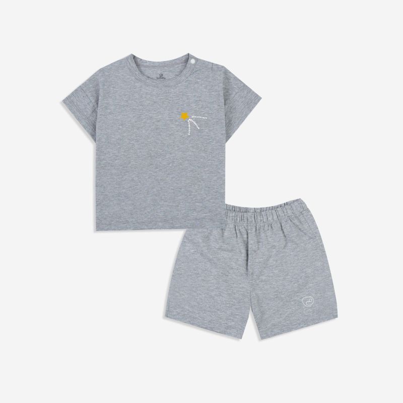 Bộ ngắn tay cài vai Bu Baby Bamco Harmony ghi
