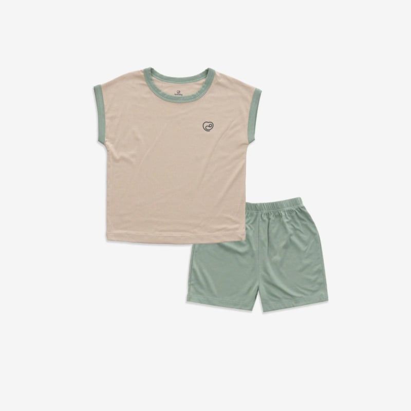 BỘ NGẮN TAY, CHỜM VAI CỔ TRÒN BU BABY SIRO BE - XANH OLIVE