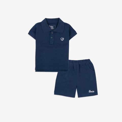 Bộ ngắn tay cổ Polo Bu Baby Ponie Navy