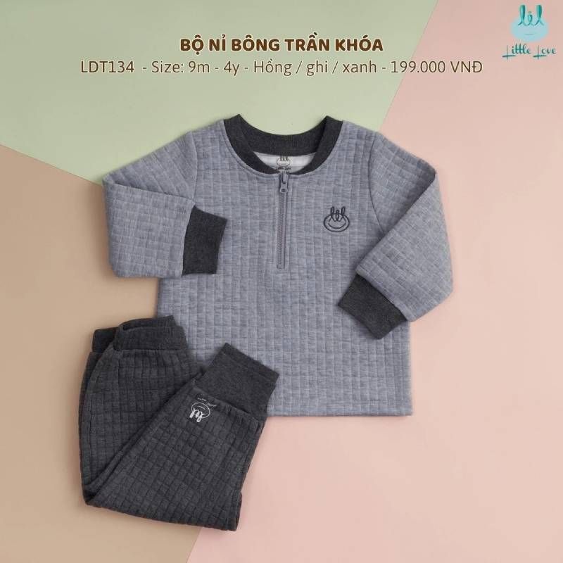 Bộ nỉ bông trần Bamboo by LIL khóa ghi