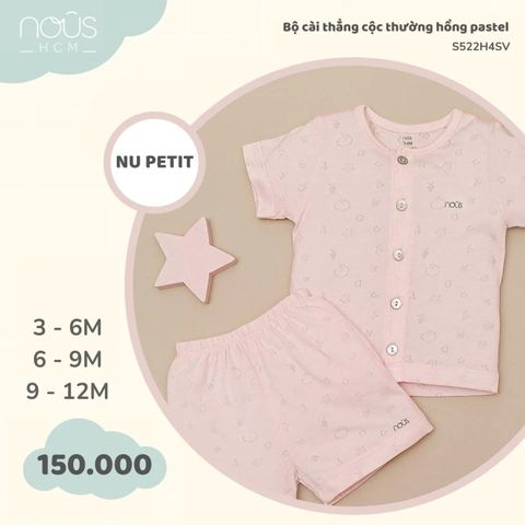 Bộ Nous cài thẳng cộc thường hồng pastel