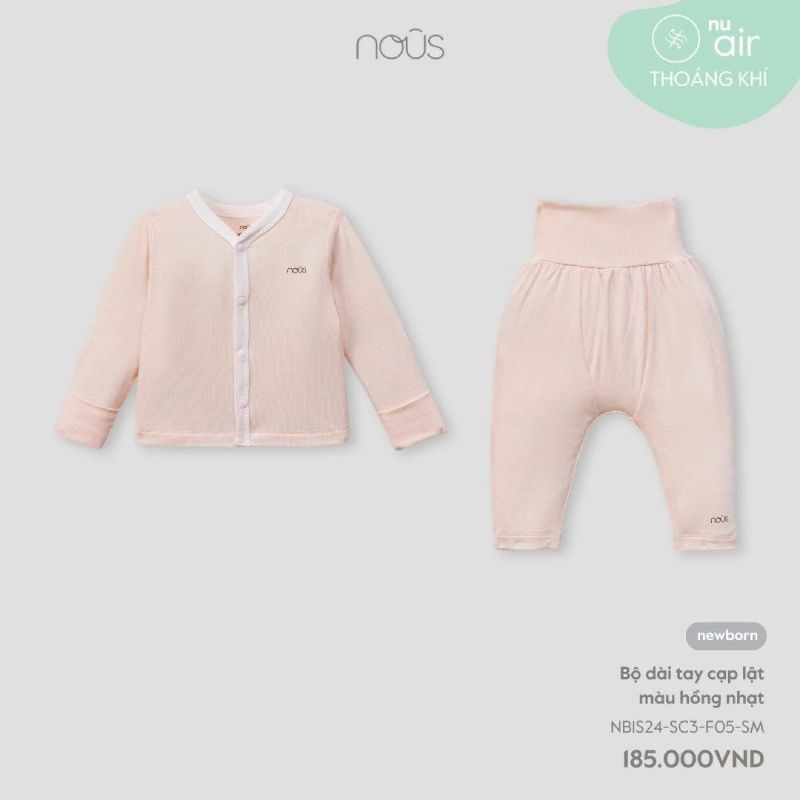 BỘ NOUS DÀI TAY CẠP LẬT MÀU HỒNG NHẠT NB