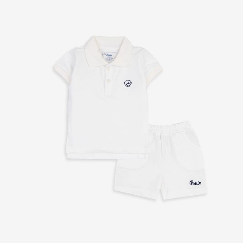 BỘ POLO CỘC TAY BU BABY PONIE TRẮNG