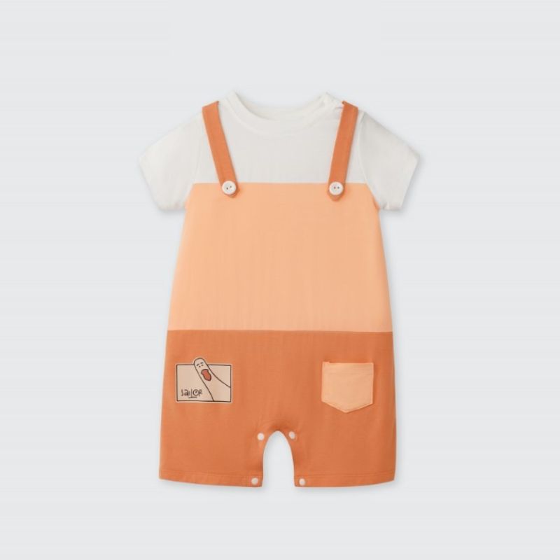 Bộ yếm body cộc tay La Pomme thuỷ thủ Cam