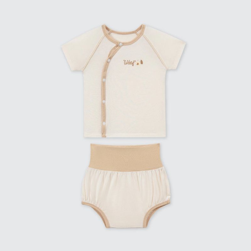 Bộ cộc tay La Pomme Cún con quần quả bí Be