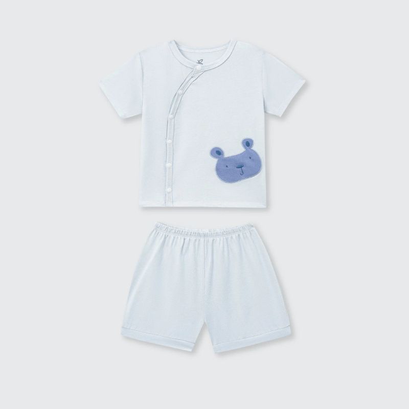 Bộ cộc tay La Pomme Gấu nâu ấn tượng Xanh