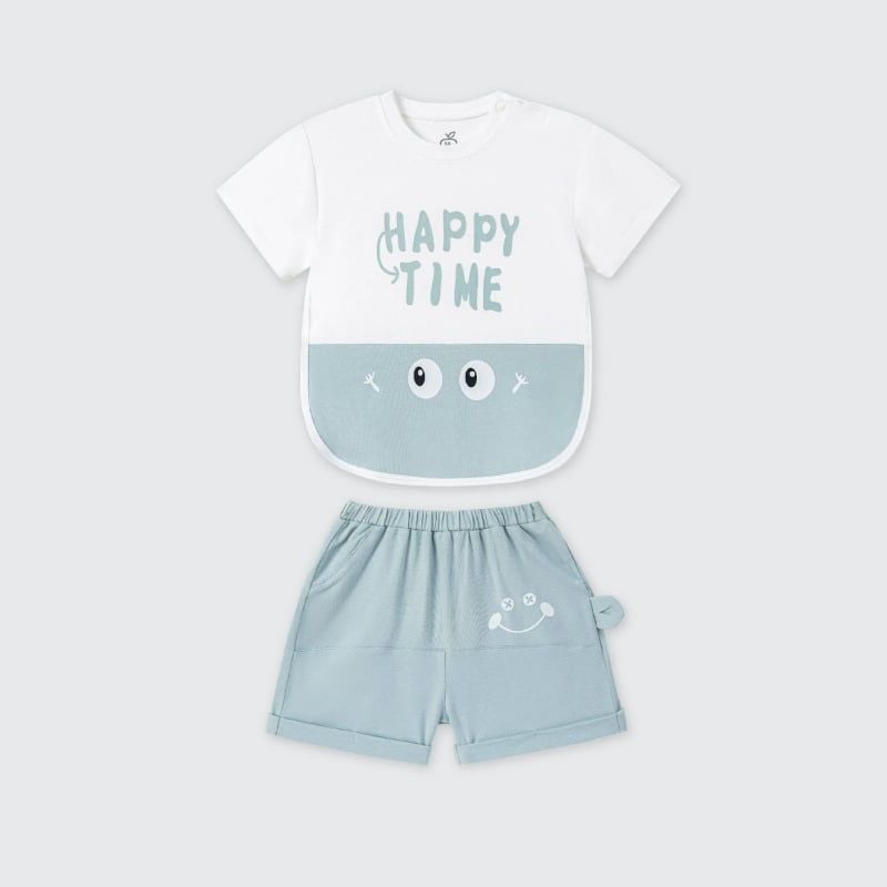 Bộ cộc tay La Pomme Happy time Xanh