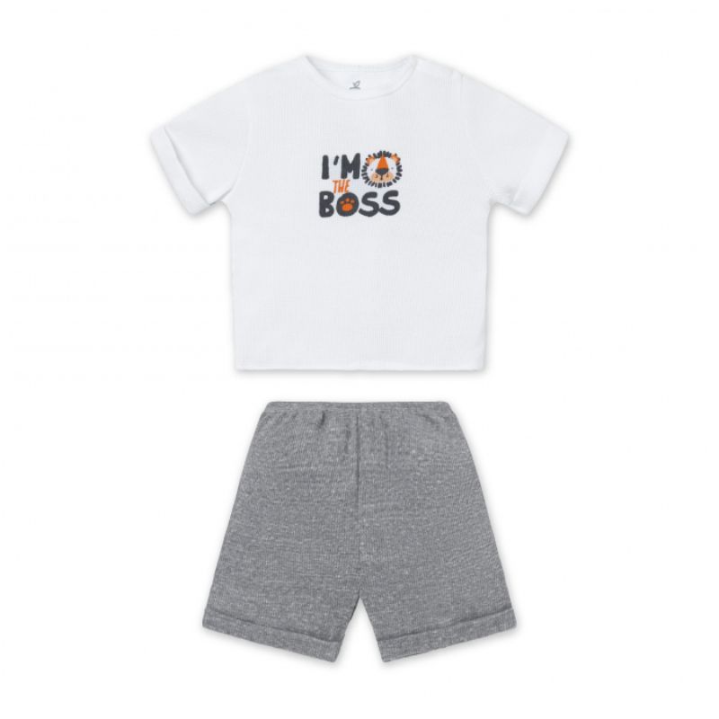Bộ cộc tay La Pomme I'm a Boss Trắng