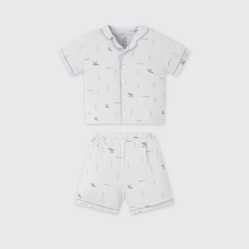 BỘ CỘC TAY PYJAMA LA POMME HƯƠU NHỎ GHI