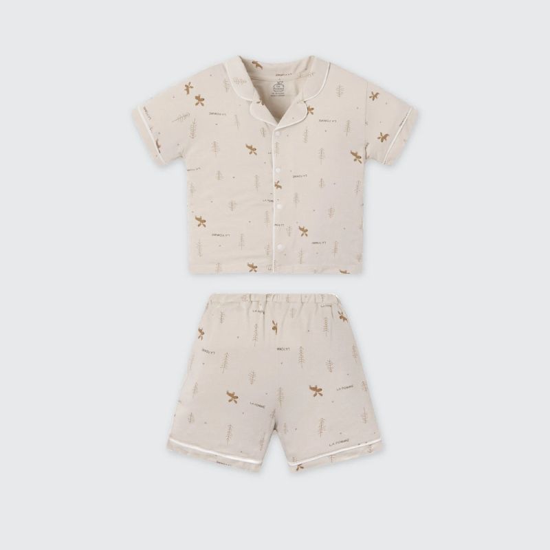 BỘ CỘC TAY PYJAMA LA POMME HƯƠU NHỎ NÂU