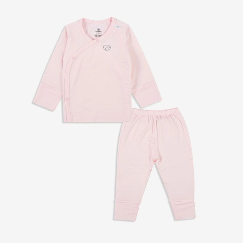 BỘ DÀI TAY CÀI CHÉO BU BABY BAMBUS HỒNG