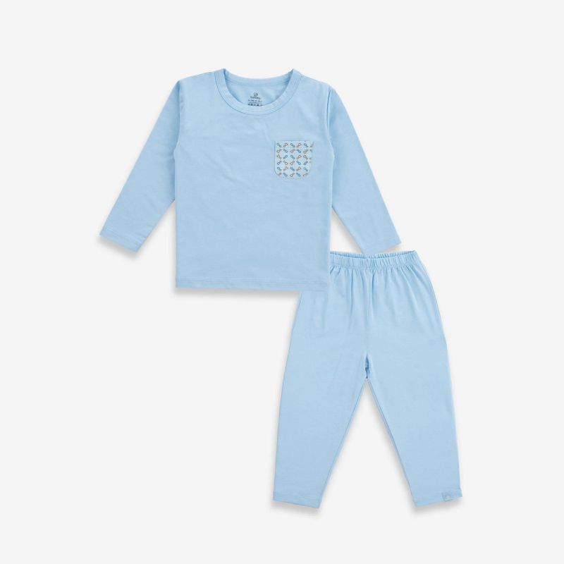 Bộ dài tay cổ tròn Bu Baby Iconic 1 Blue