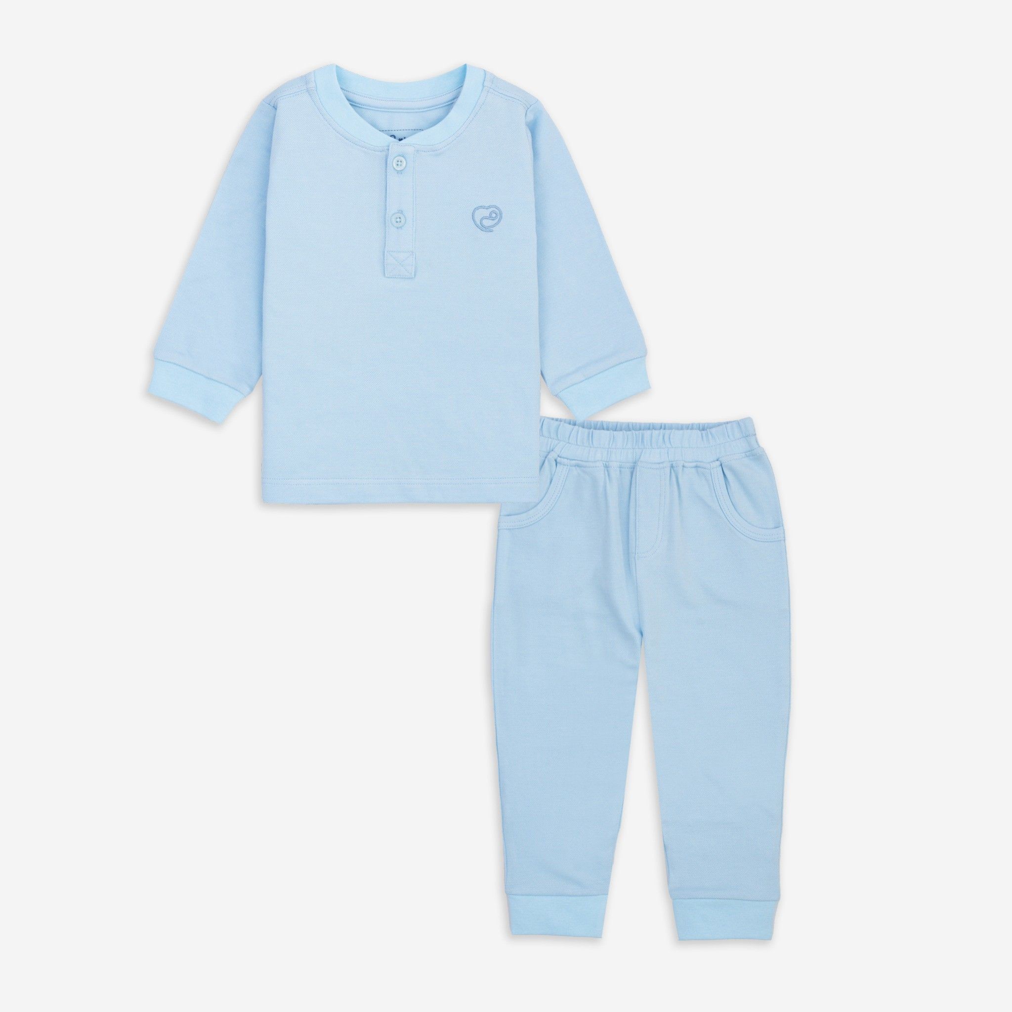 Bộ dài tay cổ trụ Ponie Bu Baby màu Blue