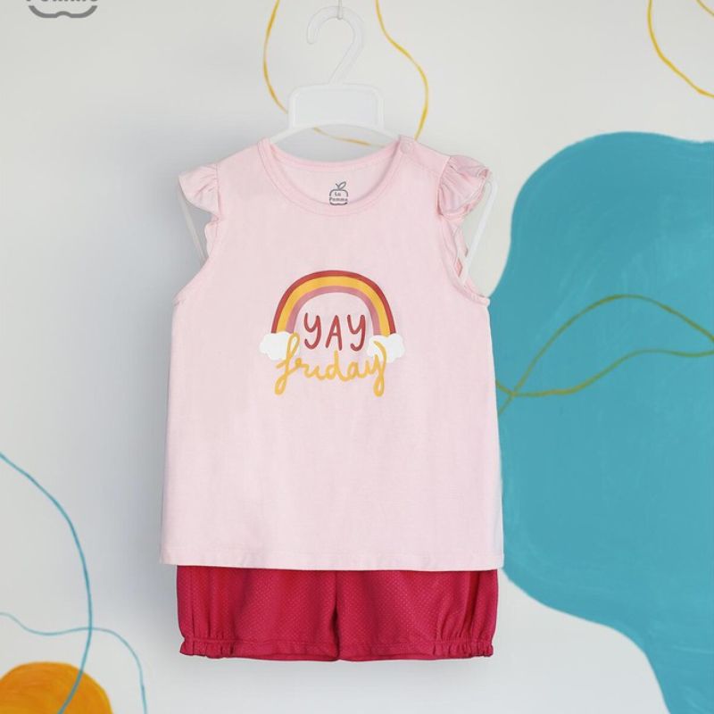 BỘ LA POMME BA LỖ BÈO VAI YAY FRIDAY HỒNG SS122