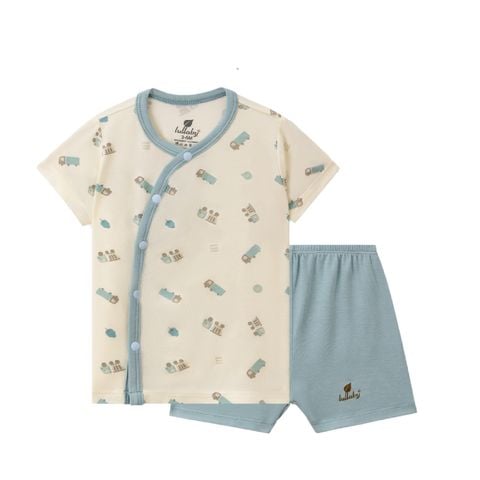 Bộ Lullaby cài lệch cộc tay NH994R Be in Xanh cổ vịt