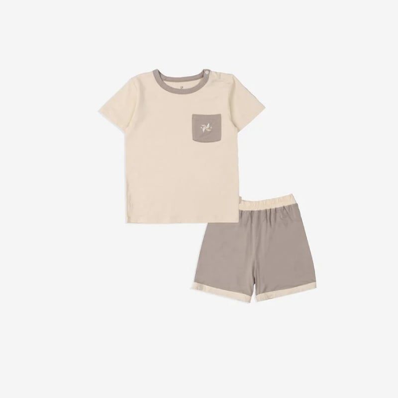 Bộ ngắn tay Bu Baby cài vai Gami Be - Cà phê