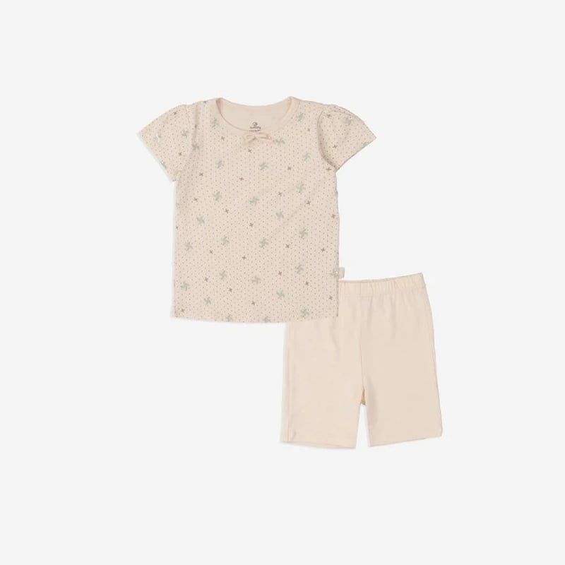 Bộ ngắn tay Bu Baby cổ tròn bé gái Gami Be in chong chóng - be