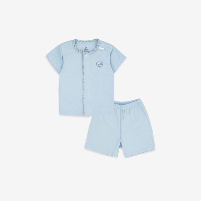 BỘ NGẮN TAY CÀI GIỮA BU BABY BAMBUS ICONIC 1 BLUE