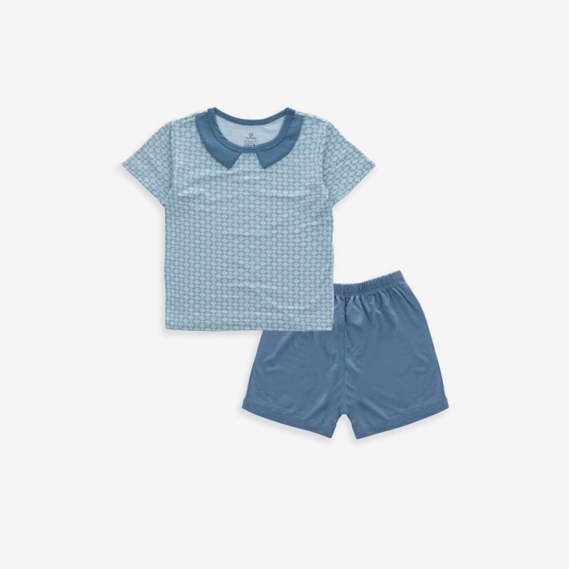 BỘ NGẮN TAY CỔ PETERPAN BU BABY BAMBUS BLUE IN ICONIC 2 XANH ĐẬM