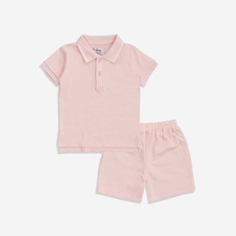 Bộ ngắn tay cổ Polo Bu Baby Ponie Hồng