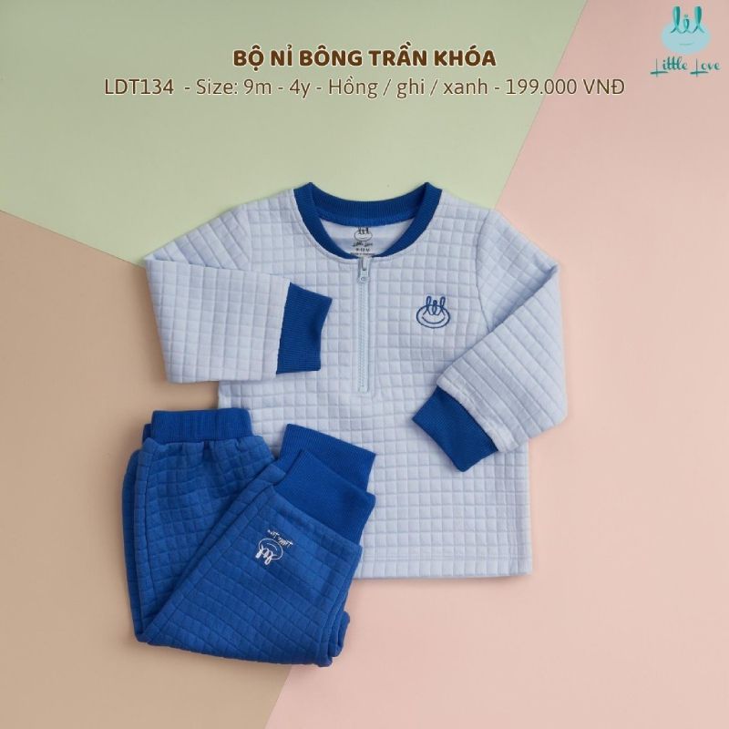 Bộ nỉ bông trần Bamboo by LIL khóa xanh