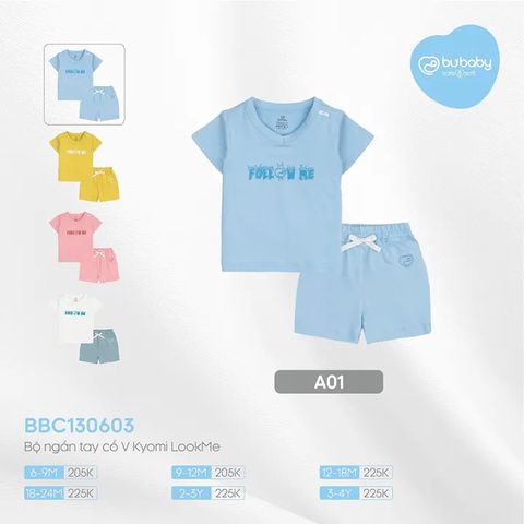 Bộ quần áo BU Baby ngắn tay cổ V Kyomi LookMe Xanh