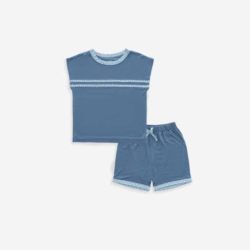 BỘ SÁT NÁCH CỔ TRÒN BU BABY BAMBUS ICONIC 2 XANH ĐẬM